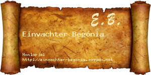 Einvachter Begónia névjegykártya